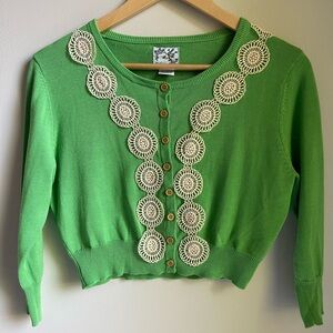 100% Cotton Cardigan with Lace Detail